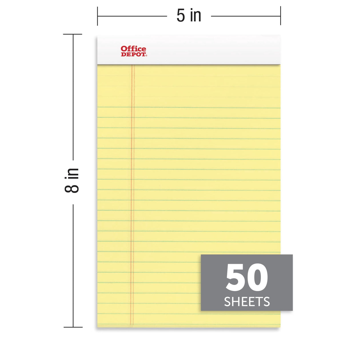 TOPS The Legal Pad Writing Pads, Jr. Legal Rule, 5 x 8, 50 Sheets, Canary, 12 Pack