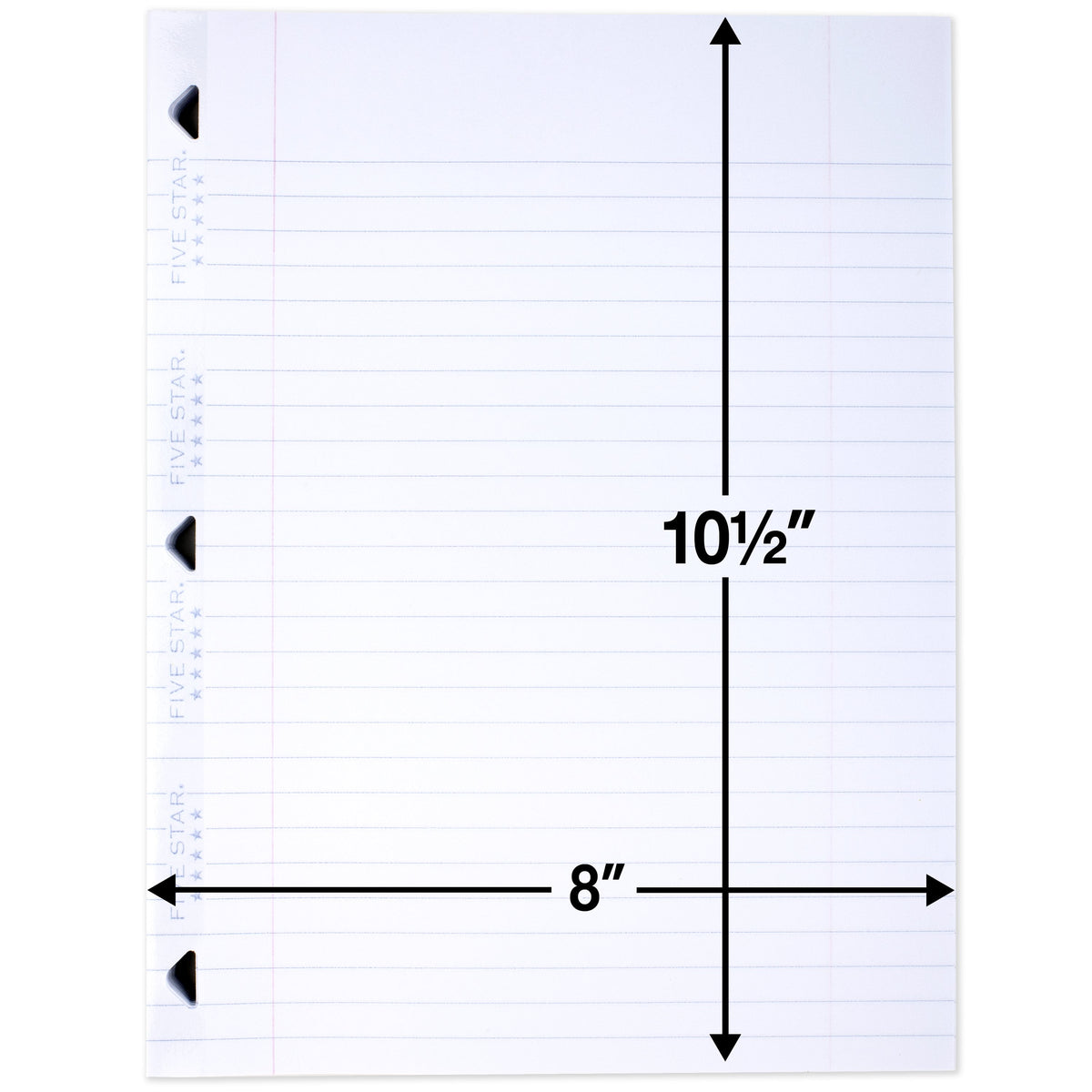 Five Star Reinforced Filler Paper Plus Study App, Wide Ruled, 8" x 10.5", 80 Sheets/Pack