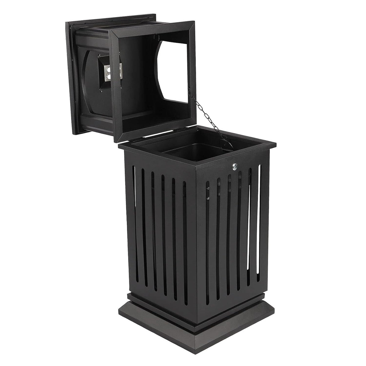 Trash Can with Lid, Large Commercial Garbage Waste for Yard Garage, Heavy Duty Industrial Waste Container (Dark Brown)