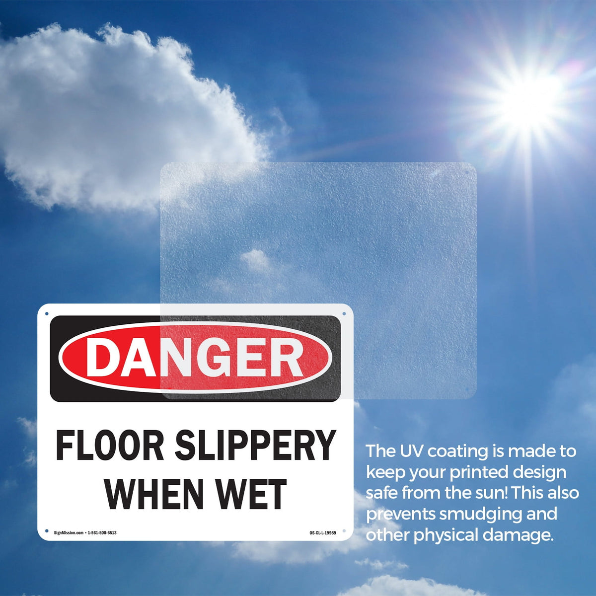 Floor Slippery When Wet OSHA Danger Aluminum Sign 18 Inch x 12 Inch - 10 Pack