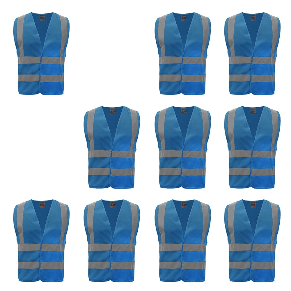10 Pack Industrial Safety Vest with Reflective Stripes, ANSI / ISEA Class 2-Red-S
