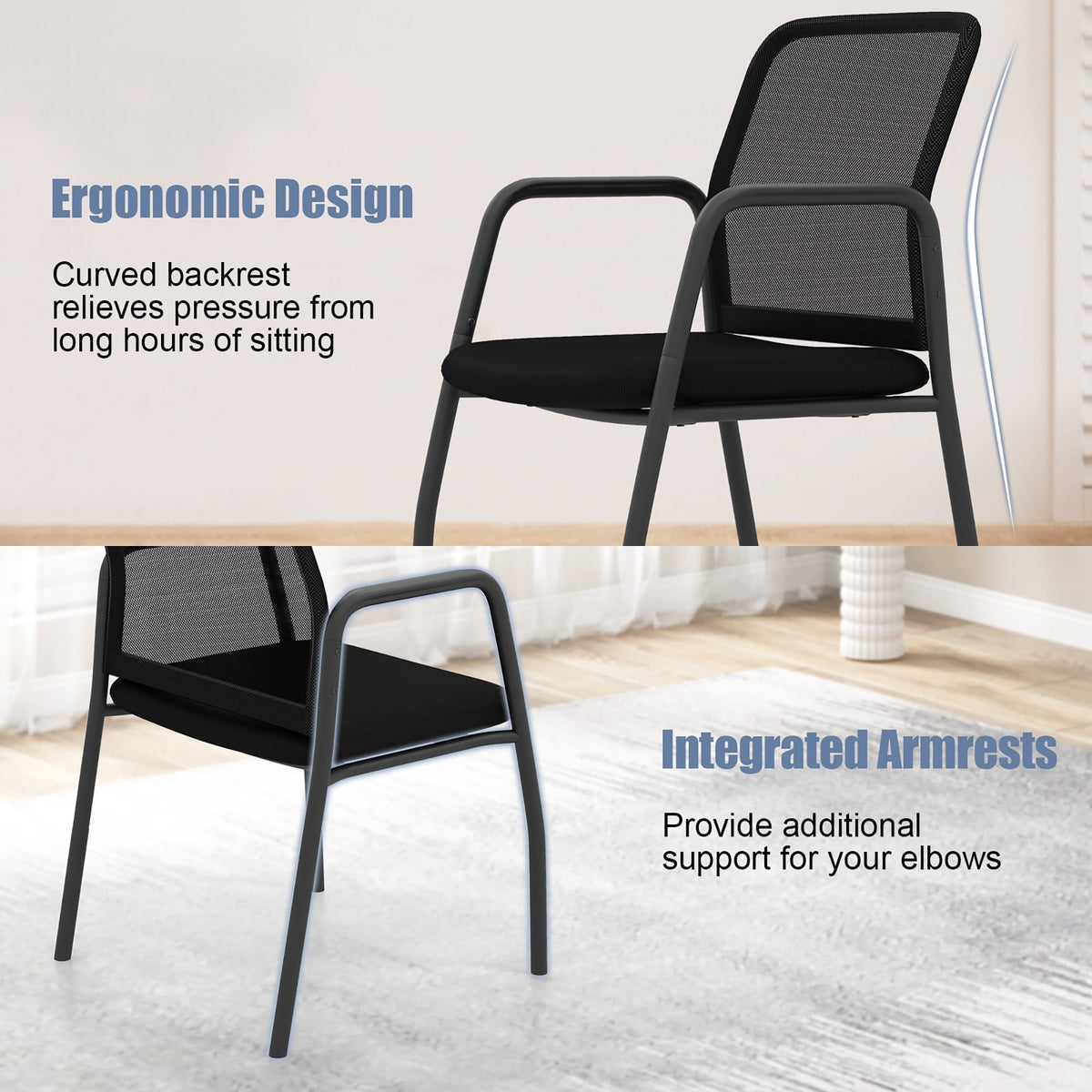 Gymax Meeting Room Chair Set of 12 Waiting Room Chairs w/ Ergonomic Backrest & Armrests