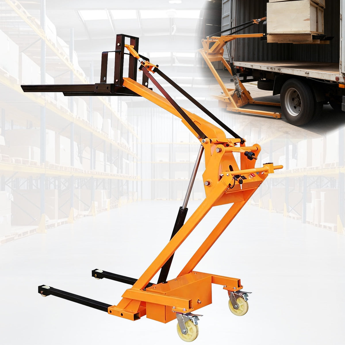 1100LBS Capacity Full Electric Pallet Stacker Walkie Forklift - 5.6FT Lifting Height Portable Material Handling Lift Truck with Foldable Design for Warehouse, Factory, Logistics & Retail