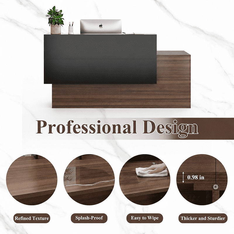 83" Modern Executive Reception Desk with Privacy Panel, Front Desk for Office Lobby, Salon, Clinic, Corporate Waiting Area