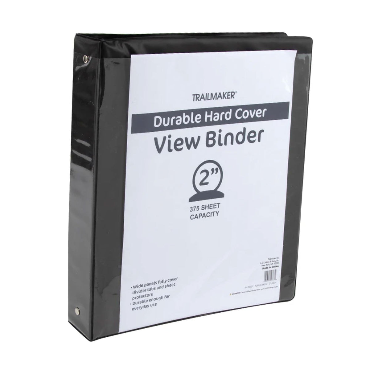 50 Pack of Bulk Wholesale 2 Inch 3 Ring Hardcover Binders with Clear Transparent Covers for Picture and Note Display for Students, Teachers, Schools, Offices and Classrooms in Black