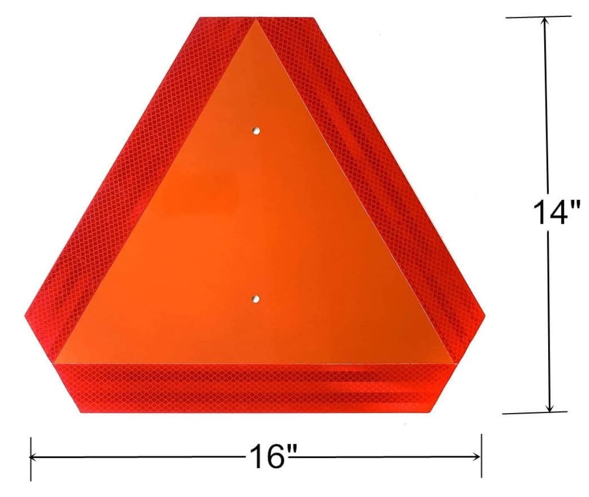 2 Pack Slow Moving Vehicle Sign, Plastic, Farm Triangle Safety Sign, Highly Visible, 14"x16" Engineering Grade Reflective for Golf Cart