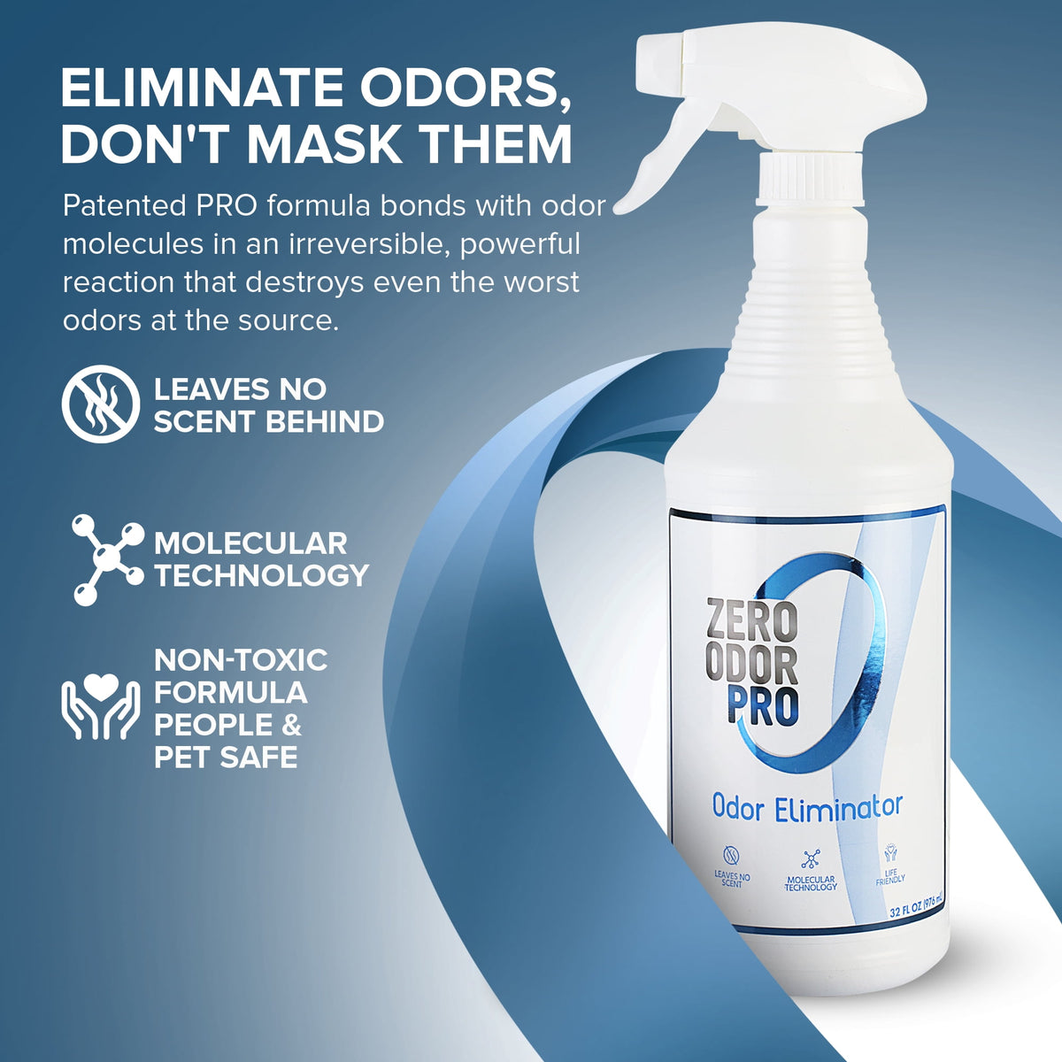 Zero Odor Commercial Odor Eliminator Spray Smell Remover Air & Surface Deodorizer Couch Carpet 32 oz