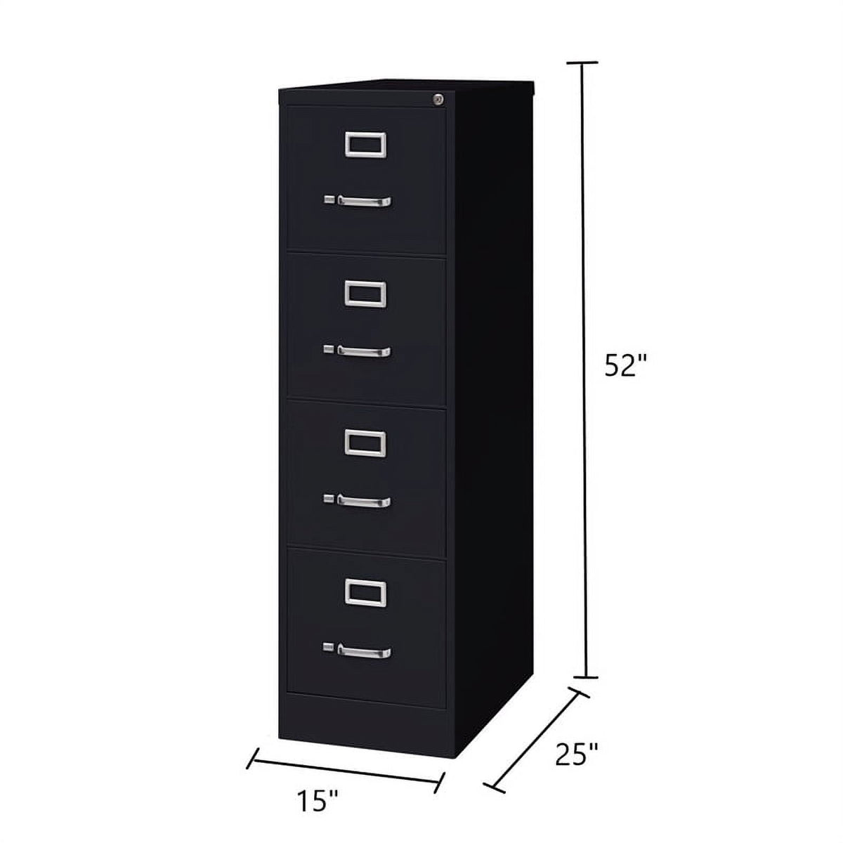 Pemberly Row 4 Drawer Steel 25" Deep Letter File Cabinet in Black