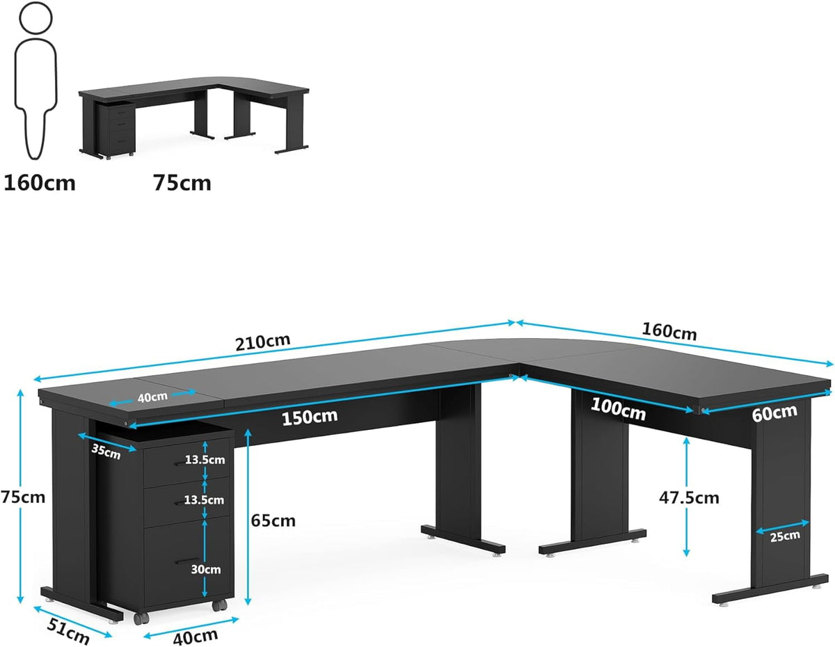 Tribesigns 83" L-Shaped Executive Desk, Large L Office Desk with 3-Drawer Mobile File Cabinet, Industrial Corner Computer Desk with Storage Drawers, Business Furniture Desk Workstation for Home Office