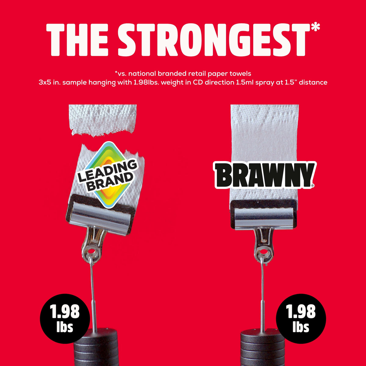 Brawny Tear-A-Square 3-Ply Paper Towels, 6 Double Rolls, 76 Sheets per Roll