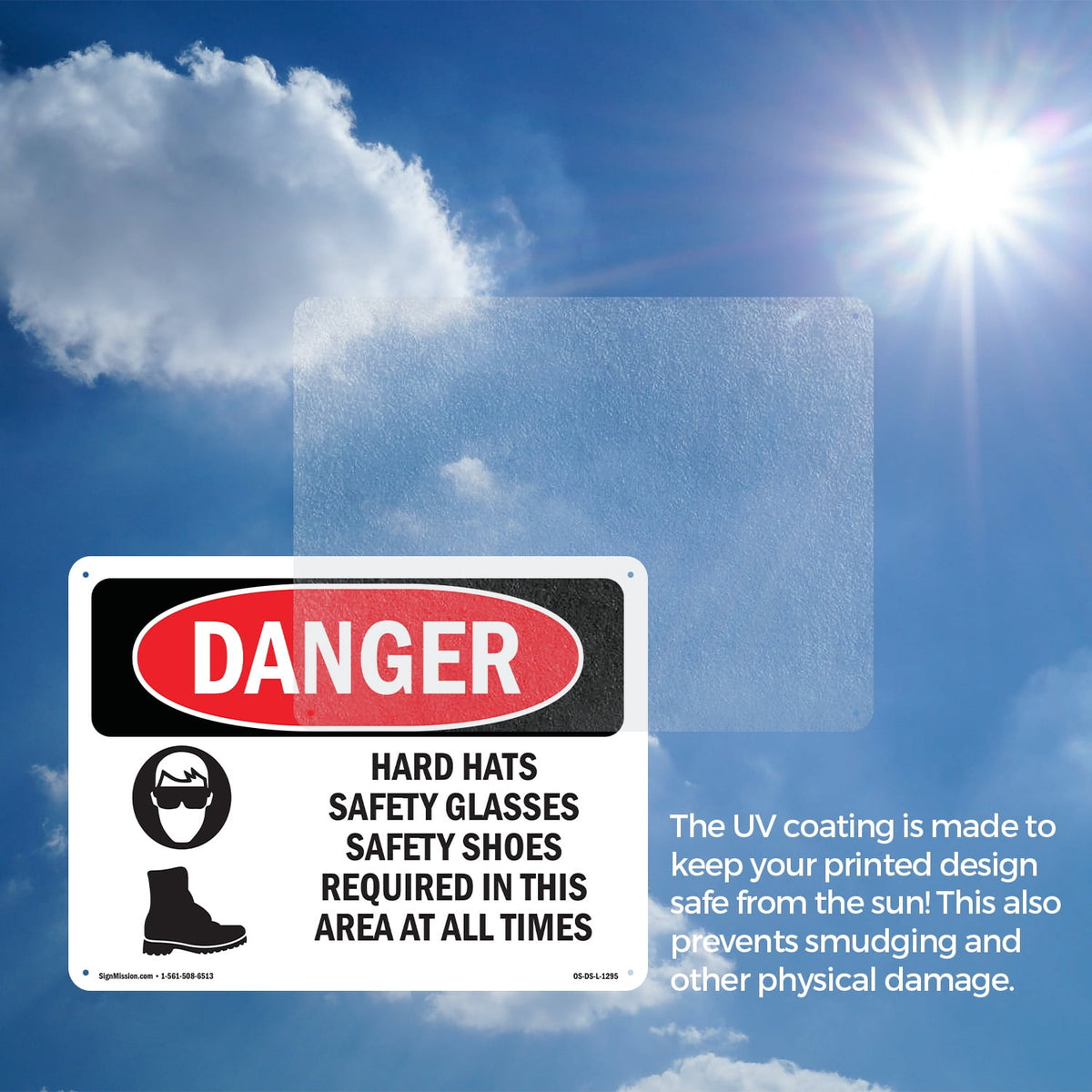 Hard Hats Safety Glasses Shoes Required OSHA Danger Aluminum Sign 24 Inch x 18 Inch - 5 Pack