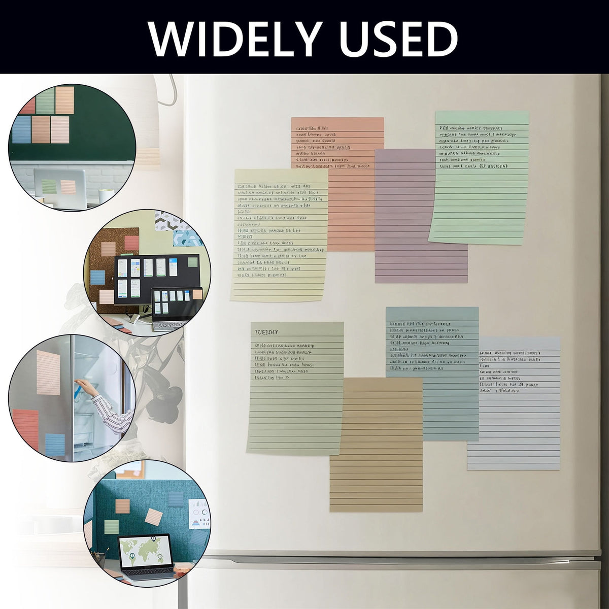 Tripumer 8 Pcs 45 Sheets Lined Self Sticky Notes Pad 4 x 6 Inch Adhesive Lined Paper for Writing Organizing Study