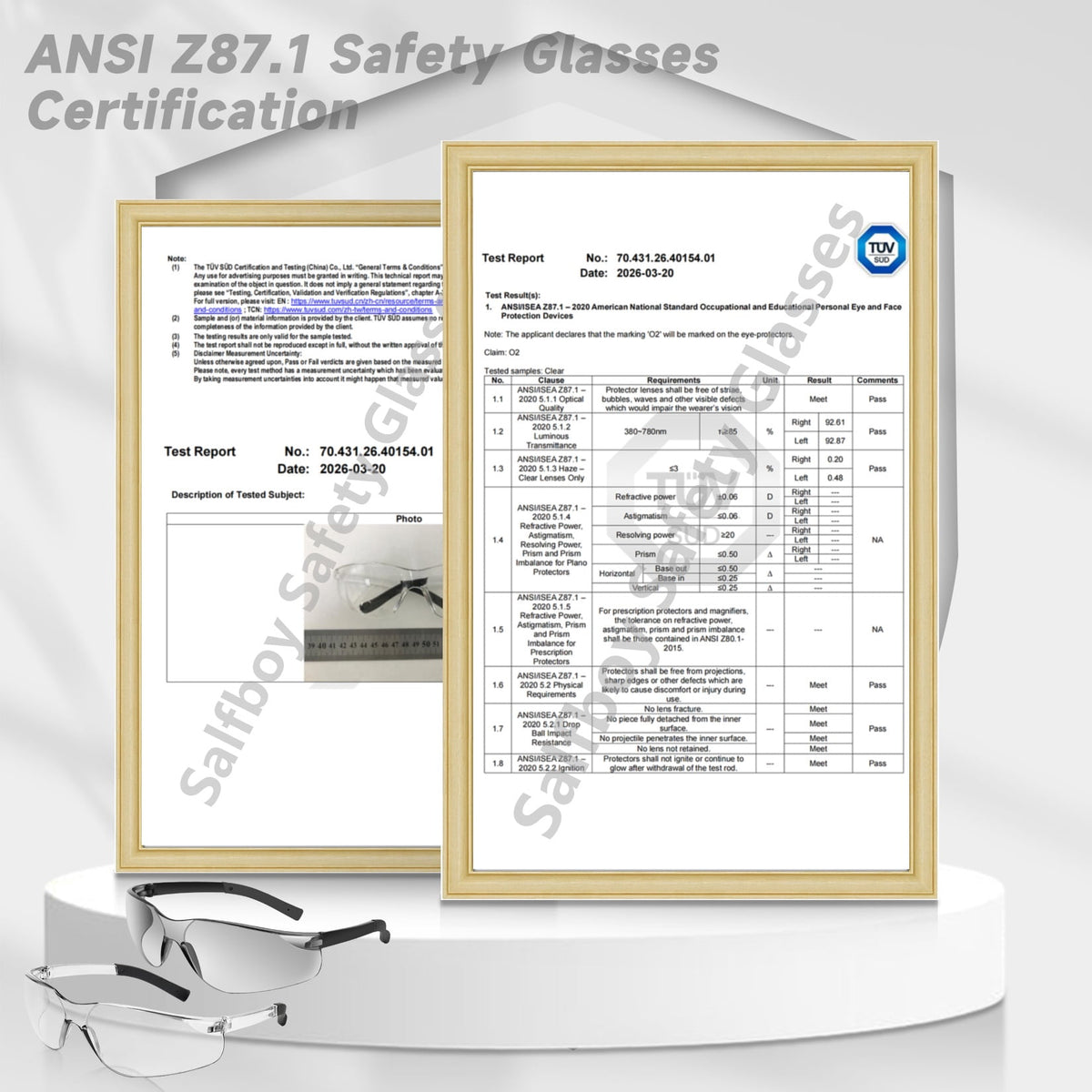 Salfboy 30 Packs Safety Glasses ANSI Z87.1 Safety Glasses Bulk with Scratch Resistant Glasses for Women Men Work Construction Science Lab Shooting