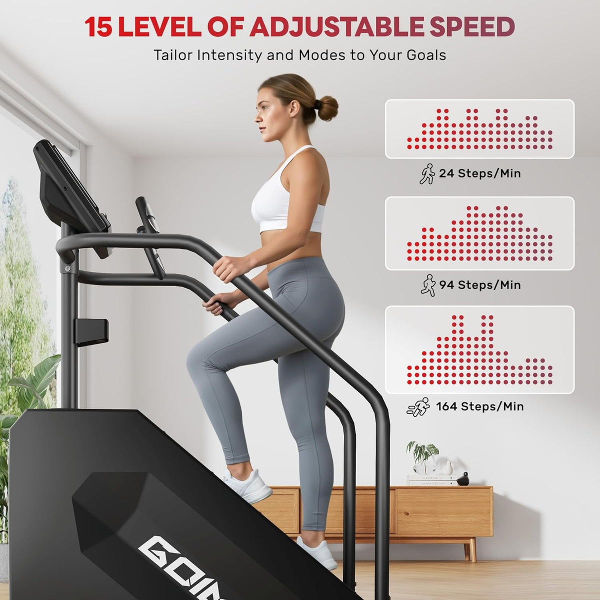 Stair Stepper Machine, 550Lbs Commercial Grade Stair Climber for Home with 15 Resistance Level and LED Screen, Stepmill Exercise Machine for Full Body Workouts, 24-164 Steps/Min