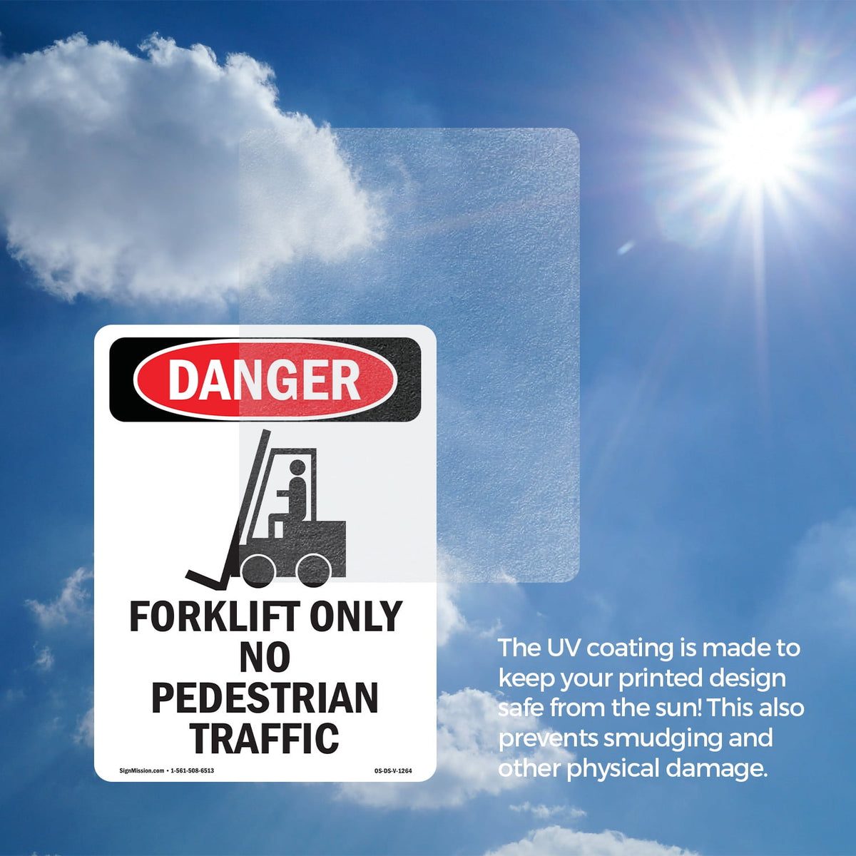 Forklift Only No Pedestrian OSHA Danger Vinyl Decal Label 5 Inch x 3.5 Inch - 10 Pack