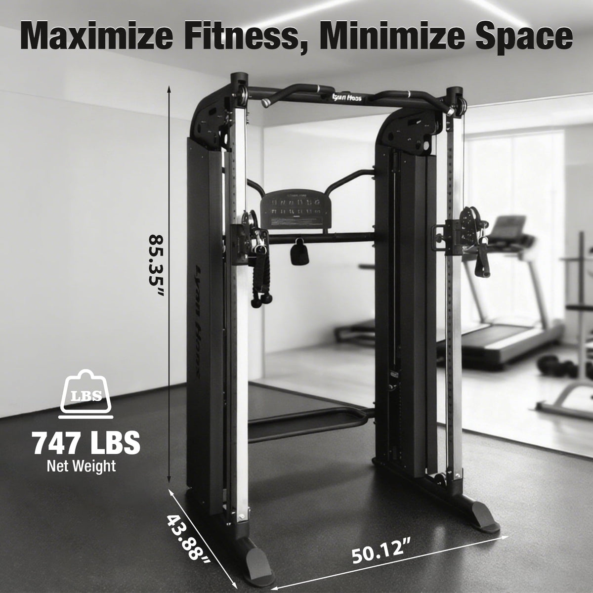 Commercial Functional Trainer Cable Machine, Multifunctional Cable Crossover Exercise Machine, All in One Home Gym System, Compact Fitness Equipment Set, Workout Weight Machine for Strength Training