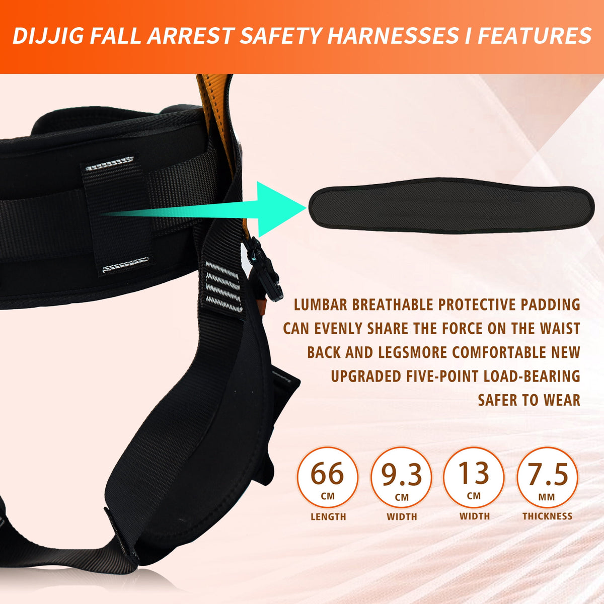 Fall Protection Premium Safety Harness with Shock Absorbing Lanyard, Vented & Padded Shoulder, Legs & Back - Upgrade 4 Quick Buckles