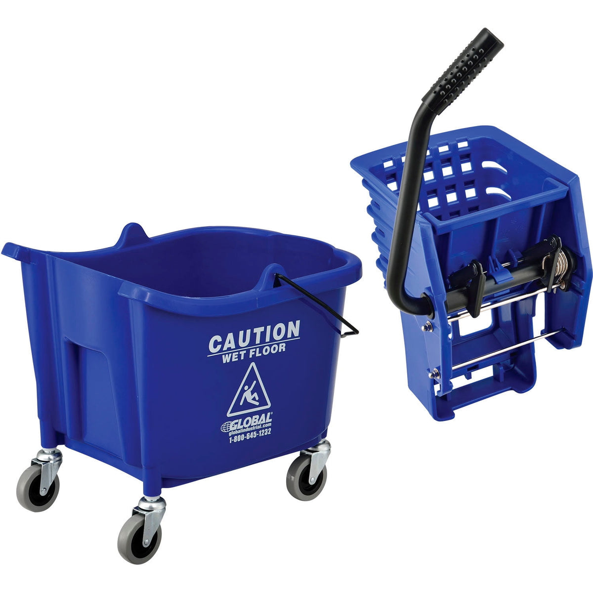 Global Industrial Mop Bucket And Wringer Combo 38 Qt. Side Press Blue