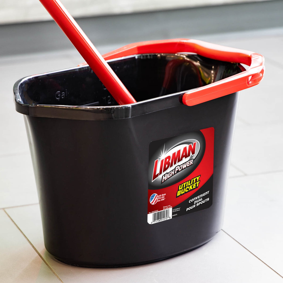 Libman High Power Utility Bucket 3.5 Gallon Black Polypropylene with Ergonomic Handle