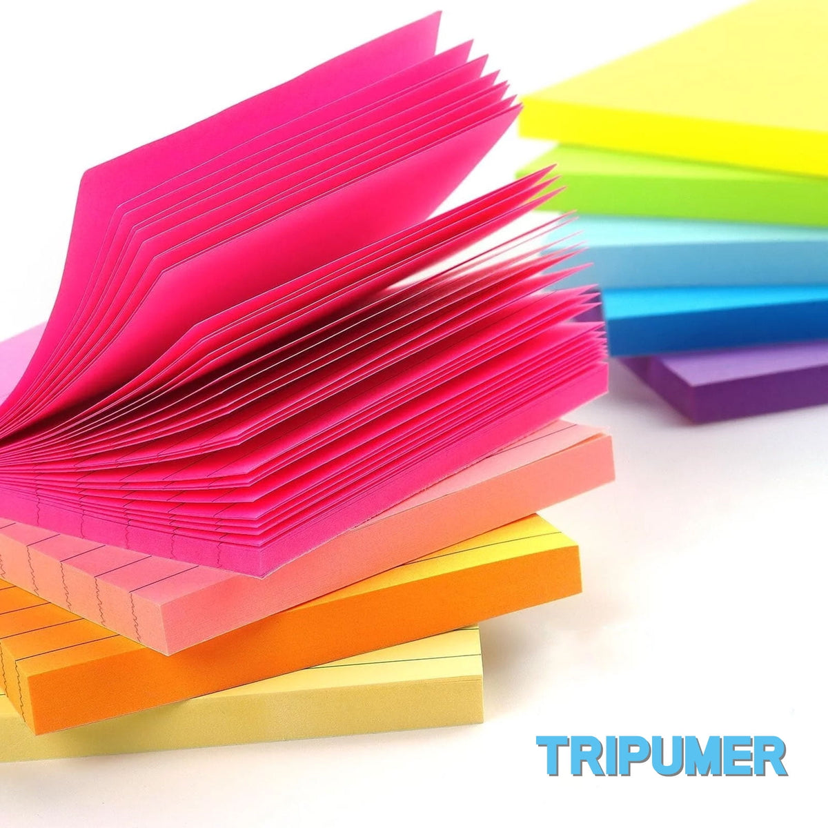 Tripumer 8 Pack Lined Sticky Notes Ruled Self Sticky Note 3 x 3 in 80 Sheets Each Pad 8 Colors