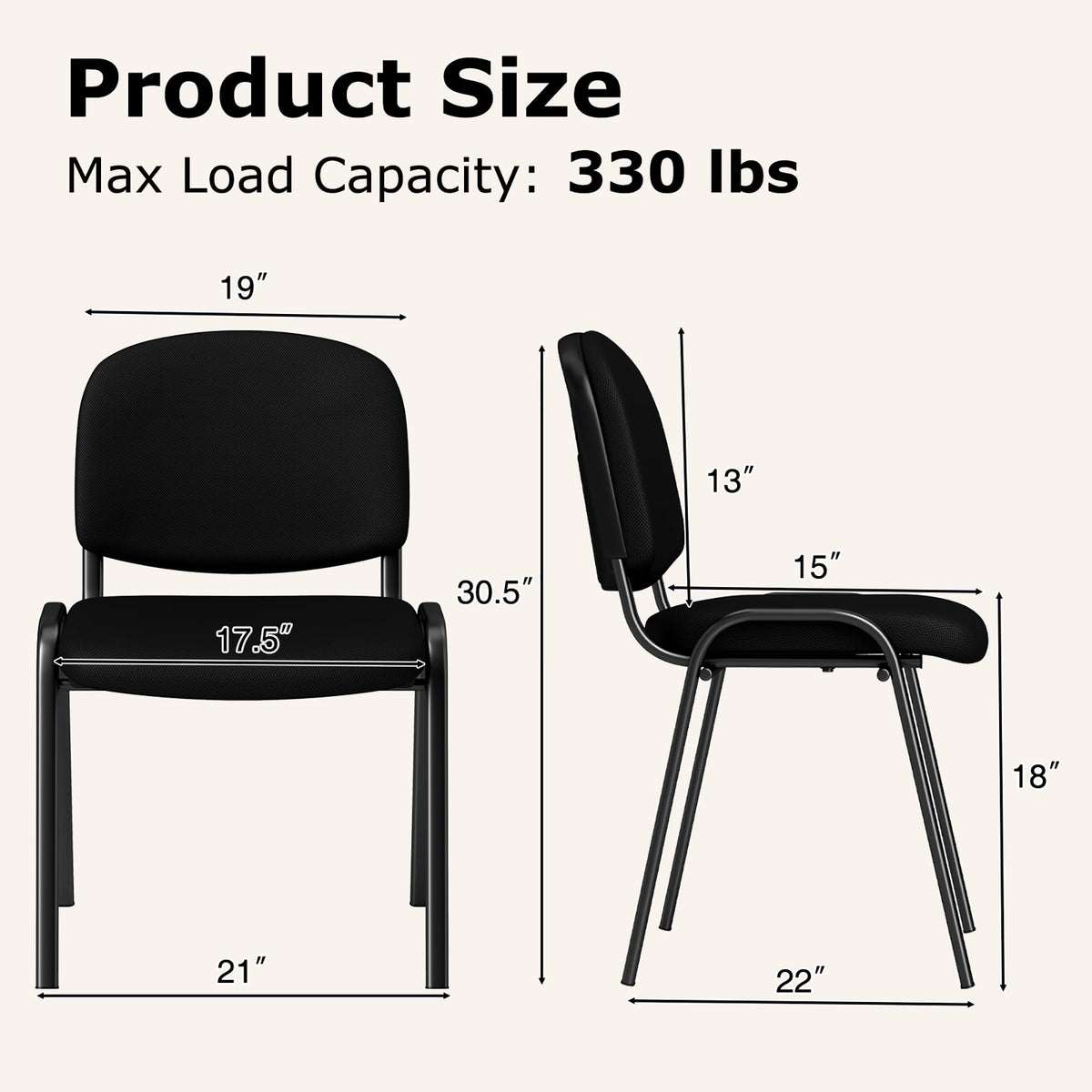 Gymax Set of 10 Office Guest Chair Stackable Reception Chair Waiting Conference Room