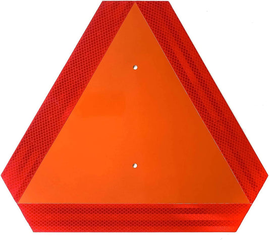 2 Pack Slow Moving Vehicle Sign, Plastic, Farm Triangle Safety Sign, Highly Visible, 14"x16" Engineering Grade Reflective for Golf Cart
