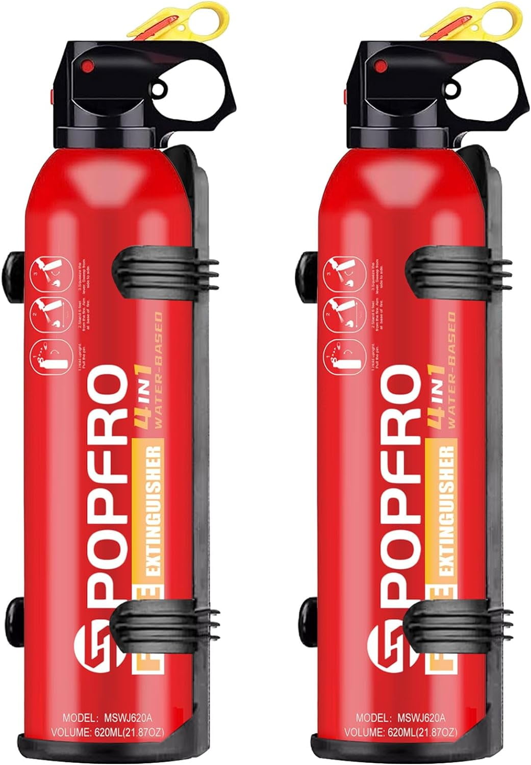 2 Pcs Portable Fire Extinguisher | 4-in-1 Small Fire Extinguisher for Home, Garage, Kitchen, Car | For Electric, Textile and Grease Fires |Easy Clean | Wall Mount Incl