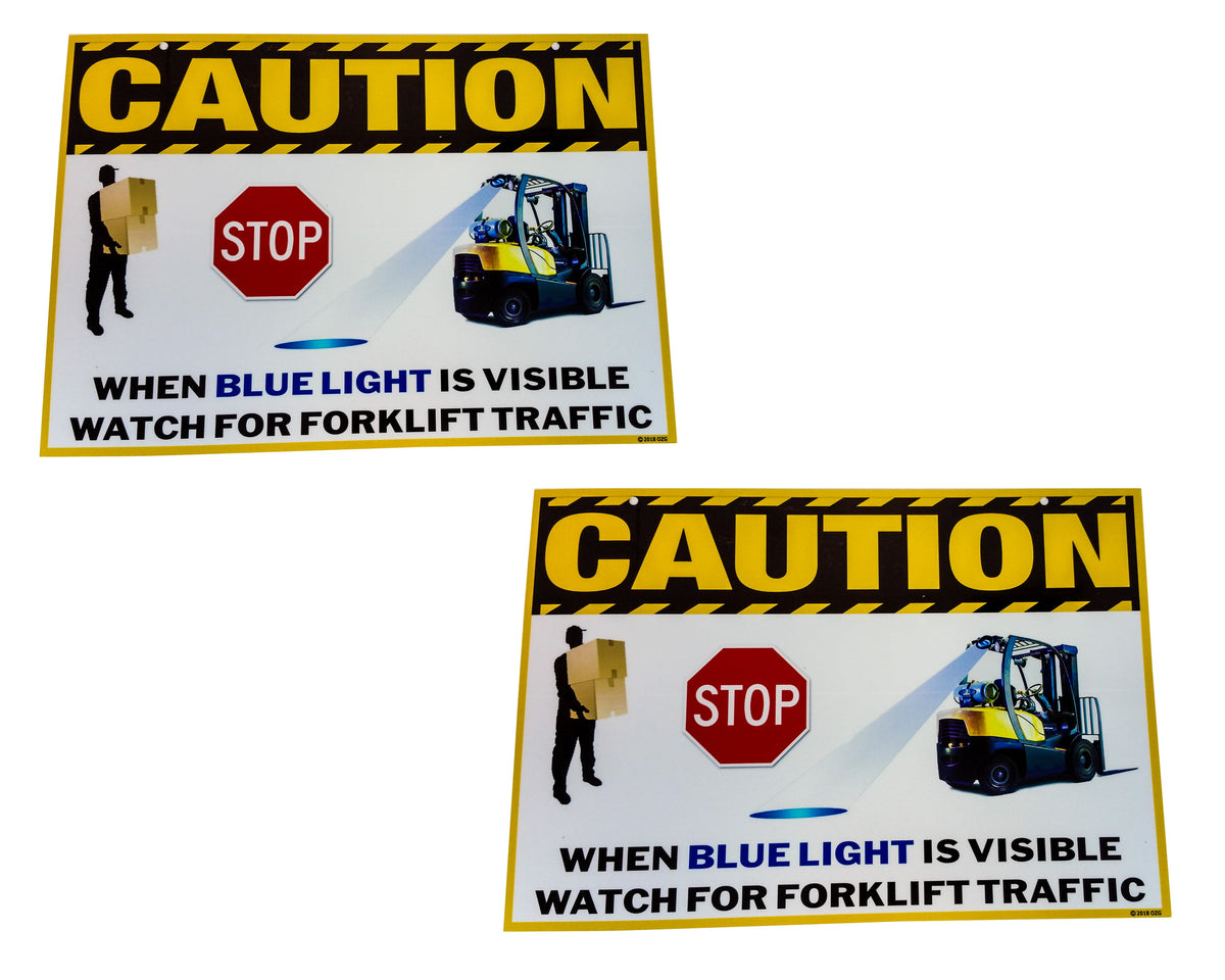 2 Set OZ-USA Laminated Vinyl Forklift Traffic Sign Caution Warning Safety Pedestrian Signage Crane Lifting Boom Warehouse Indoor Outdoor