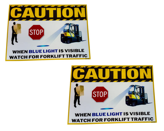 2 Set OZ-USA Laminated Vinyl Forklift Traffic Sign Caution Warning Safety Pedestrian Signage Crane Lifting Boom Warehouse Indoor Outdoor