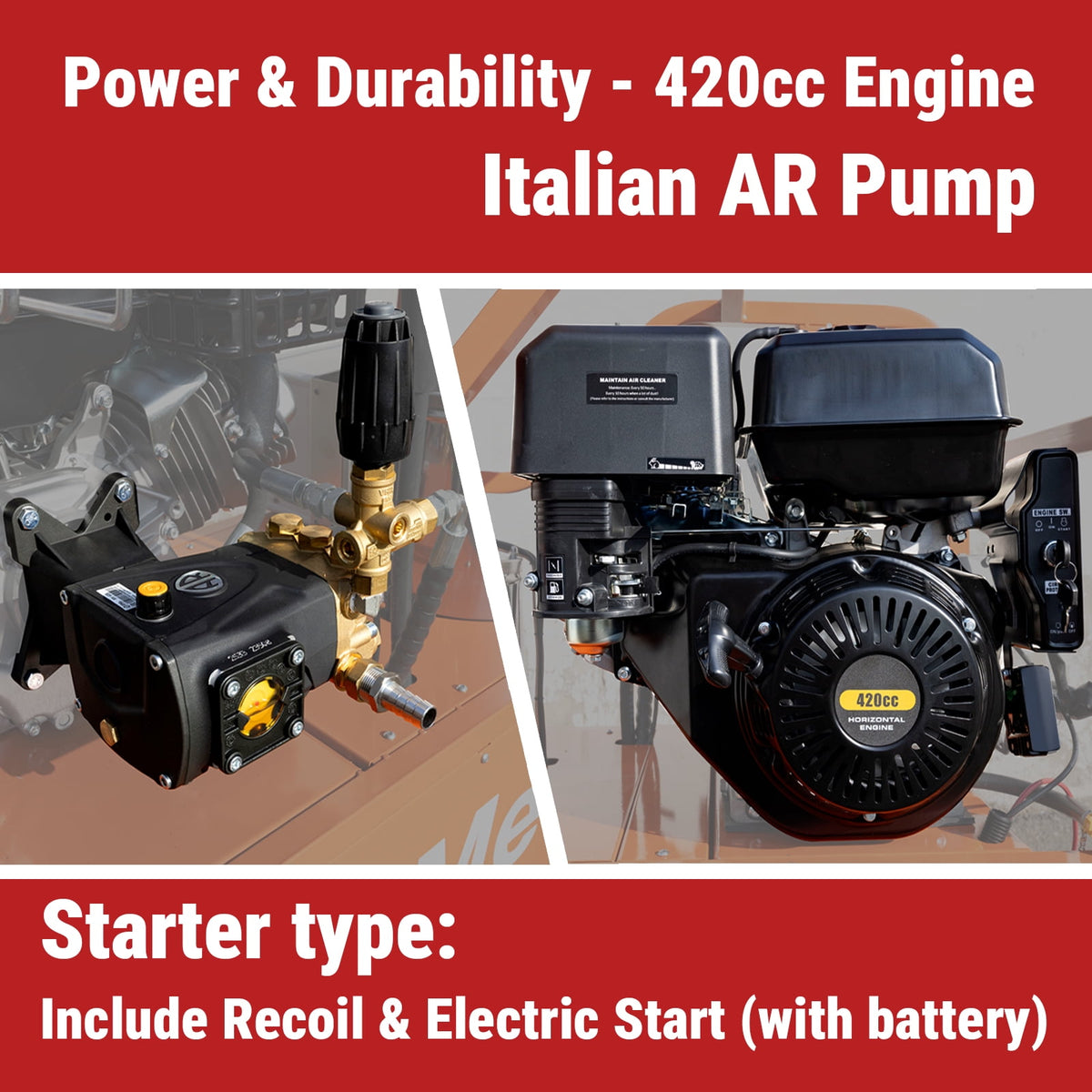 4000 PSI Hot Water Pressure Washer, 4.0 GPM, 420cc Gas Engine with AR Pump, Commercial Heavy-Duty Power Washer for Trucks, Machinery, Concrete, Industrial Grease Removal