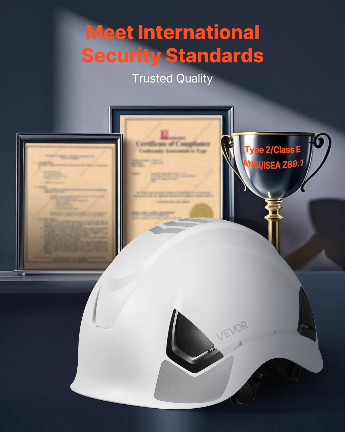 VEVOR Construction Safety Helmet, ANSI/ISEA Z89.1 Approved ABS Safety Hard Hat with 6-Point Ratchet Suspension, Adjustable Vented Hardhat for Men Women Adults, for Outdoor Indoor Industrial Workwear