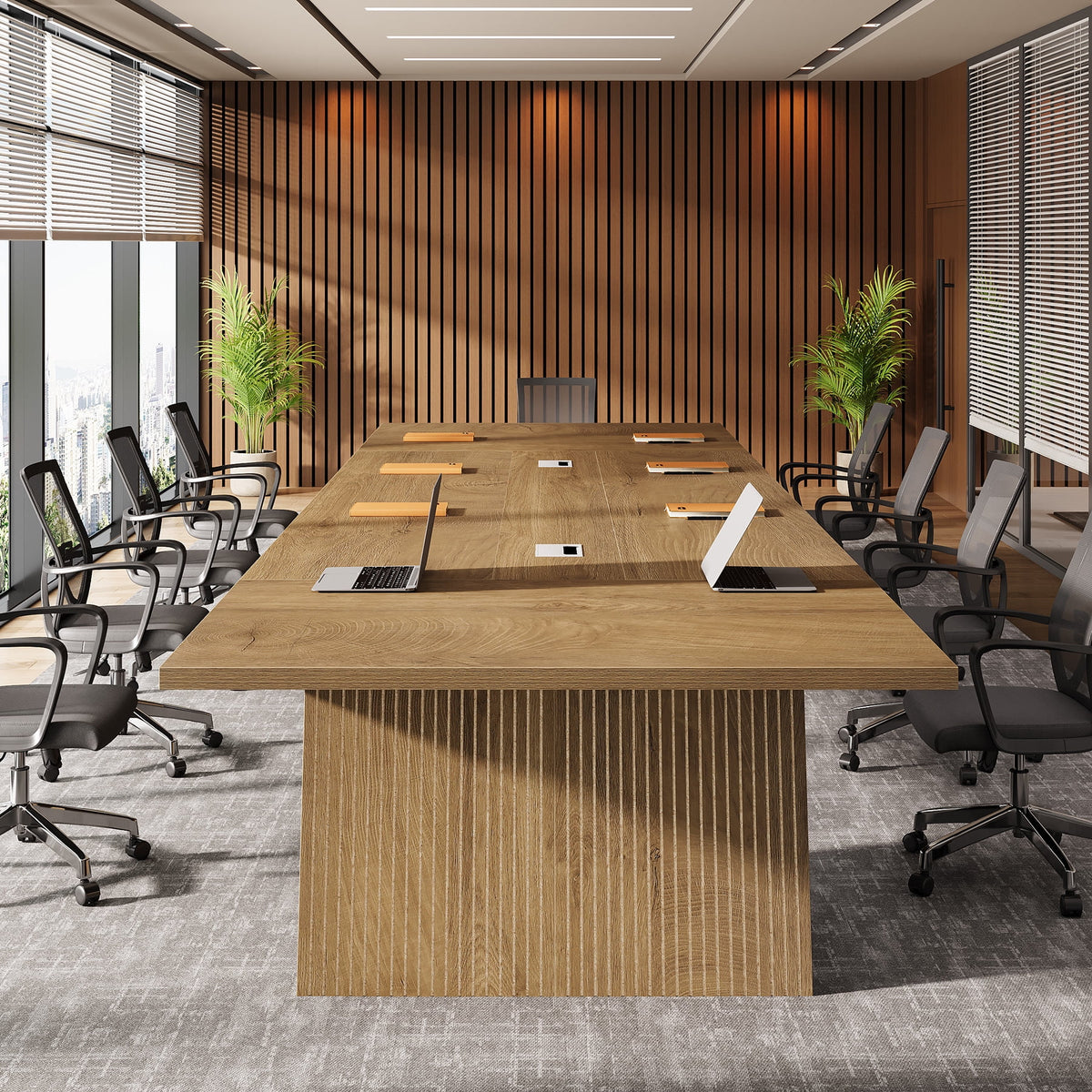 Tribesigns Conference Table, 8ft Conference Room Table for 10 People, Large Meeting Desk with Cable Grommet for Office Conference