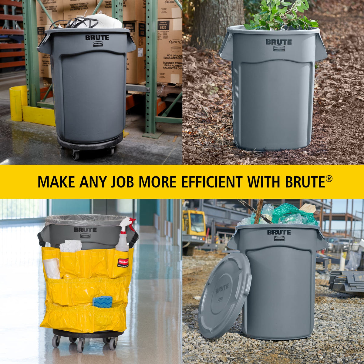 Rubbermaid Brute 32-Gallon Trash Can with Lid, Grey