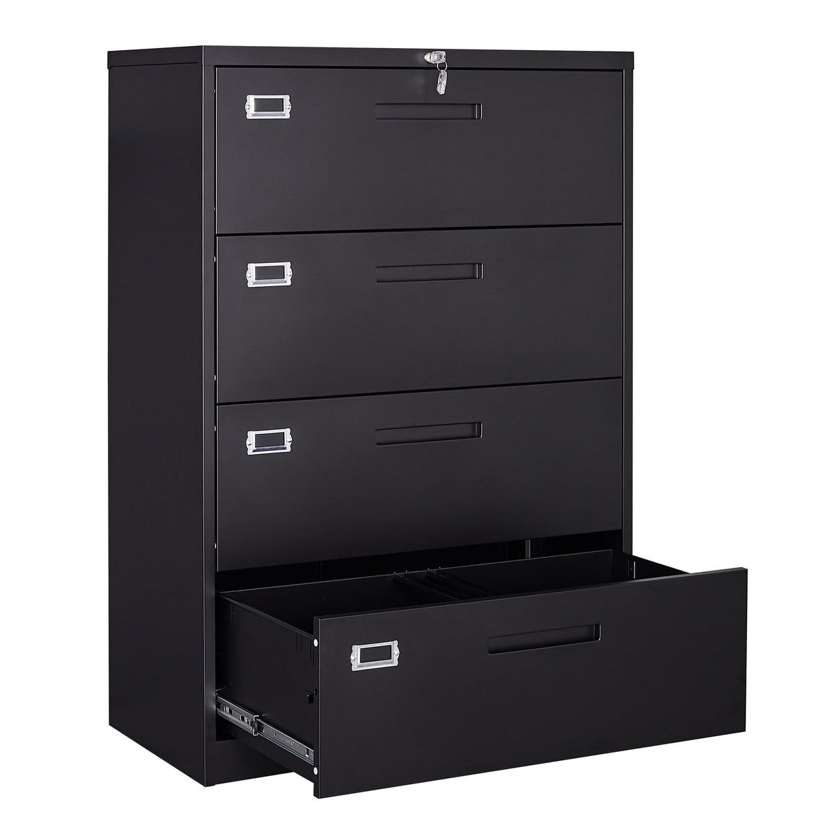 Fesbos Metal Lateral File Cabinets with Lock, 4 Drawer 28.5" Wide Filing Cabinets,Hanging Letter/Legal/F4/A4 Size, Assembly Required - Black