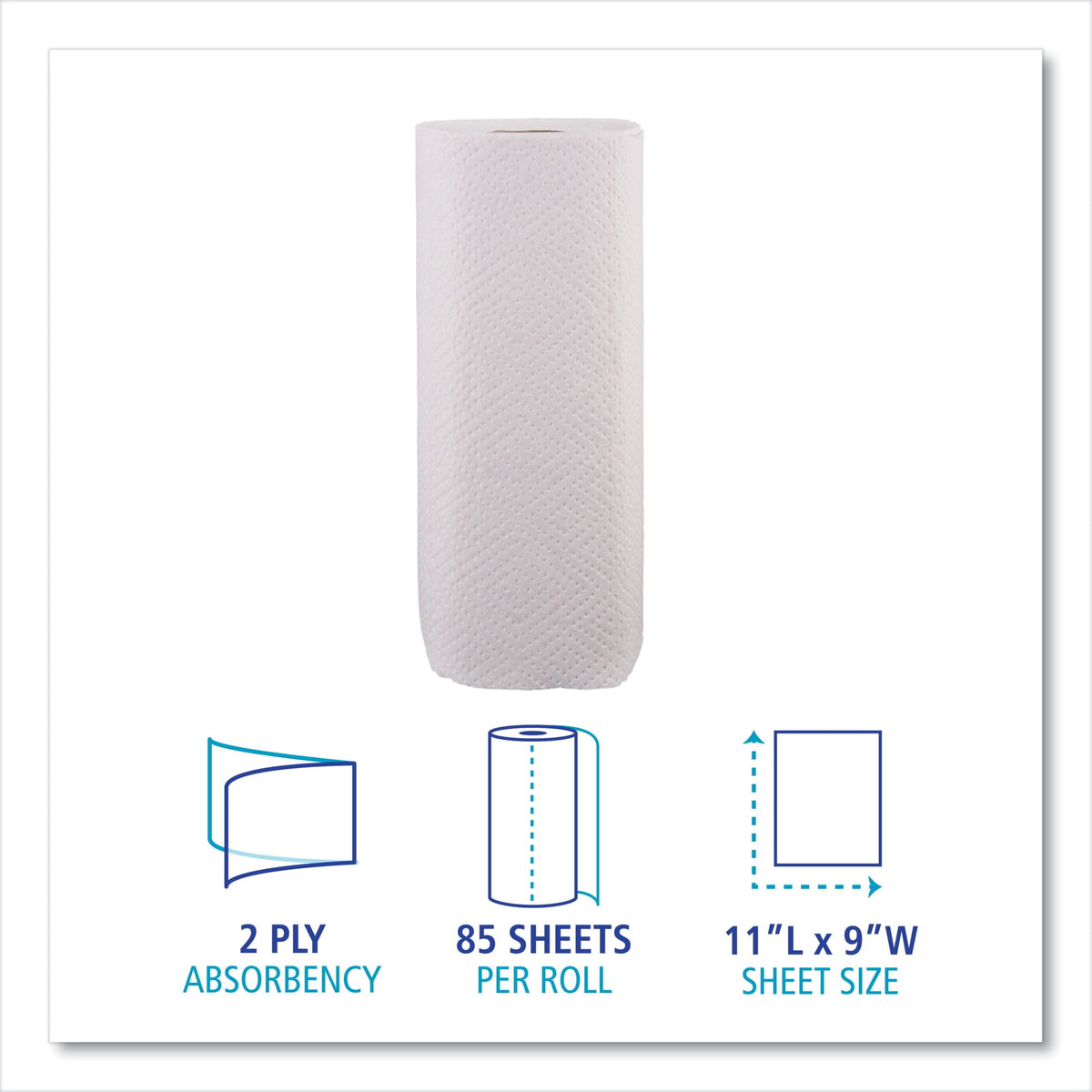 Boardwalk Kitchen Roll Towel, 30 Rolls/Carton, 85 Sheets/Roll, 2-ply, 11 x 9, White
