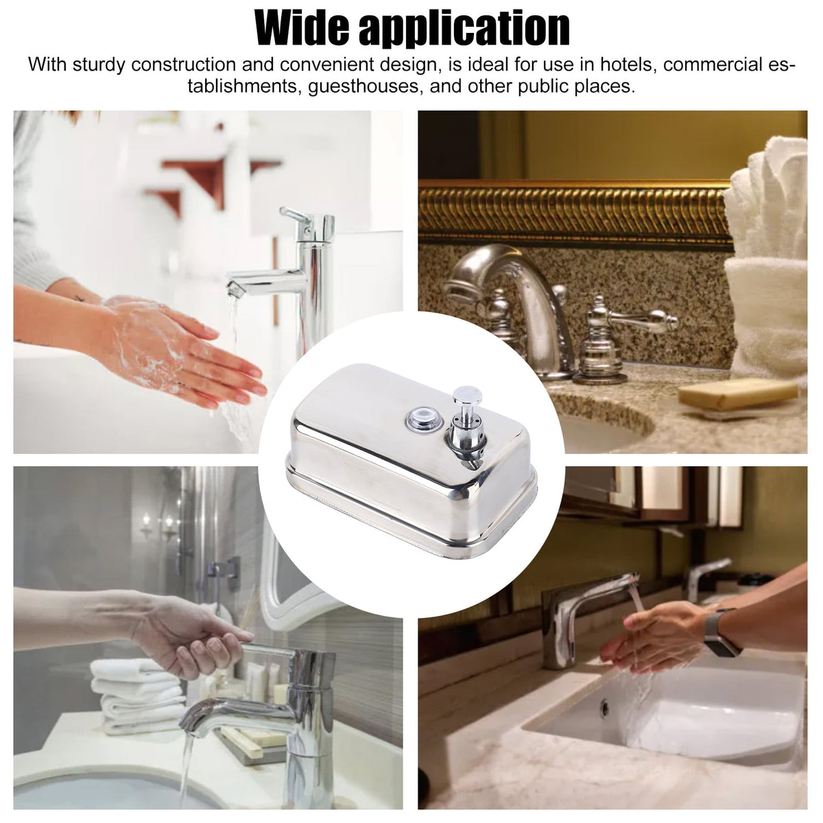 UsilkU Stainless Steel Wall Mounted Manual Soap Dispenser for Commercial & Hotel Restrooms, 16.9 oz / 500 ml
