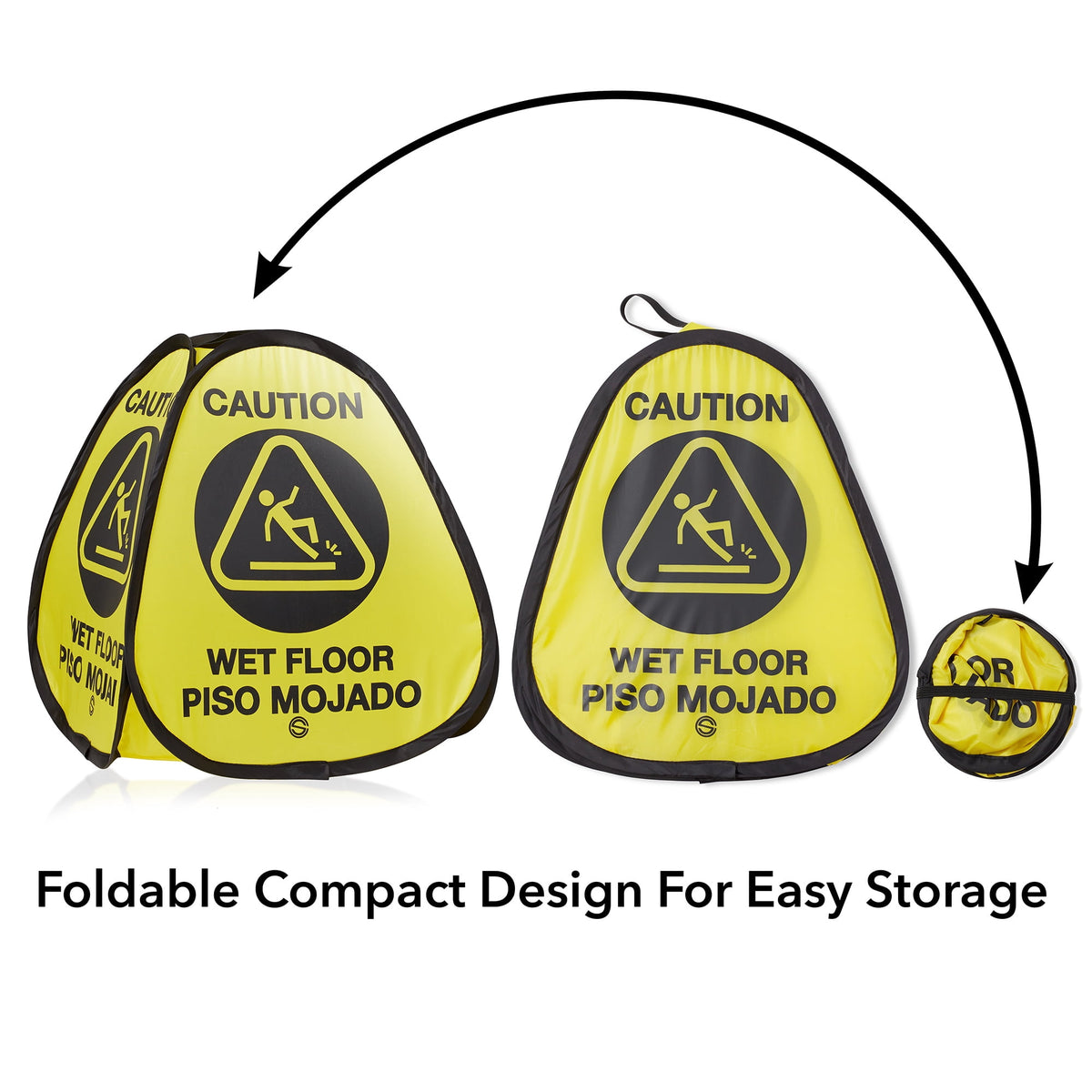 Dryser 6-Pack 16" Pop-up Caution Wet Floor Signs - Yellow 4-Sided English/Spanish Warnings