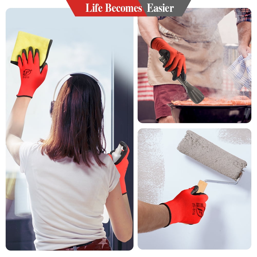 24 Pairs Gardening Work Gloves Bulk for Men Women Nitrile Rubber Coated Dipped Gripping Touch Screen Gloves Construction Gloves Men Safety Work Gloves Large
