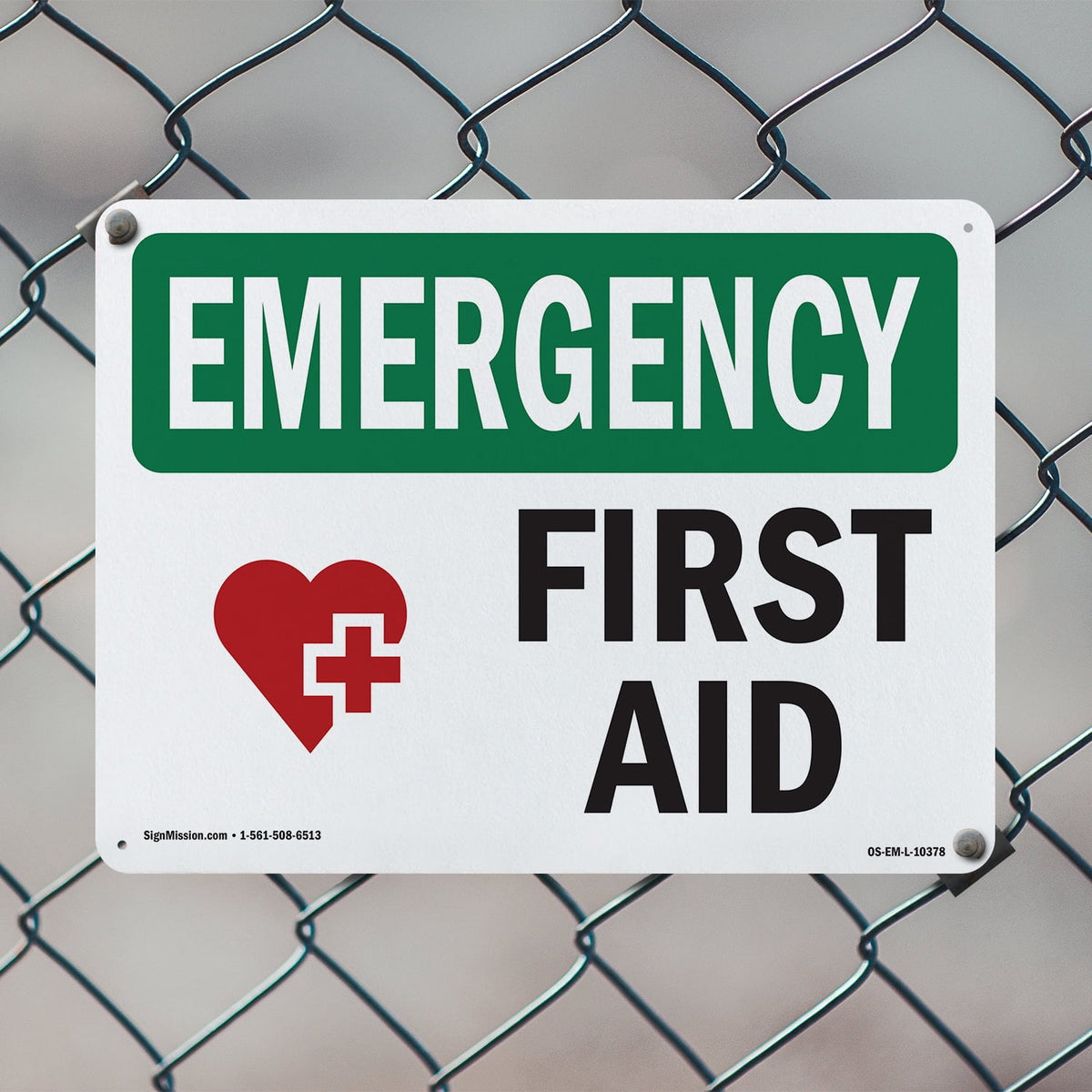 First Aid With Symbol OSHA Emergency Aluminum Sign 10 Inch x 7 Inch - 5 Pack