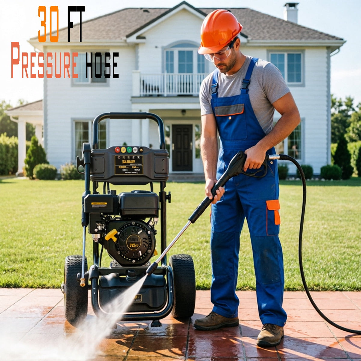 Heavy-Duty Gas Pressure Washer, 3500Psi at 2.6Gpm Power Washer,Portable, 30feet Pressure Hose,Industrial Style,Axial Cam Pump, for Siding, Driveway, House, Car, RV, Paint Preparation etc