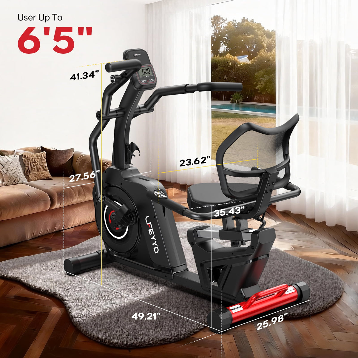 LFEYYD Light Commercial Recumbent Exercise Bikes for Seniors Magnetic Cross Trainer & Elliptical Machine with Arm Exerciser, Smart Bluetooth 400 lbs