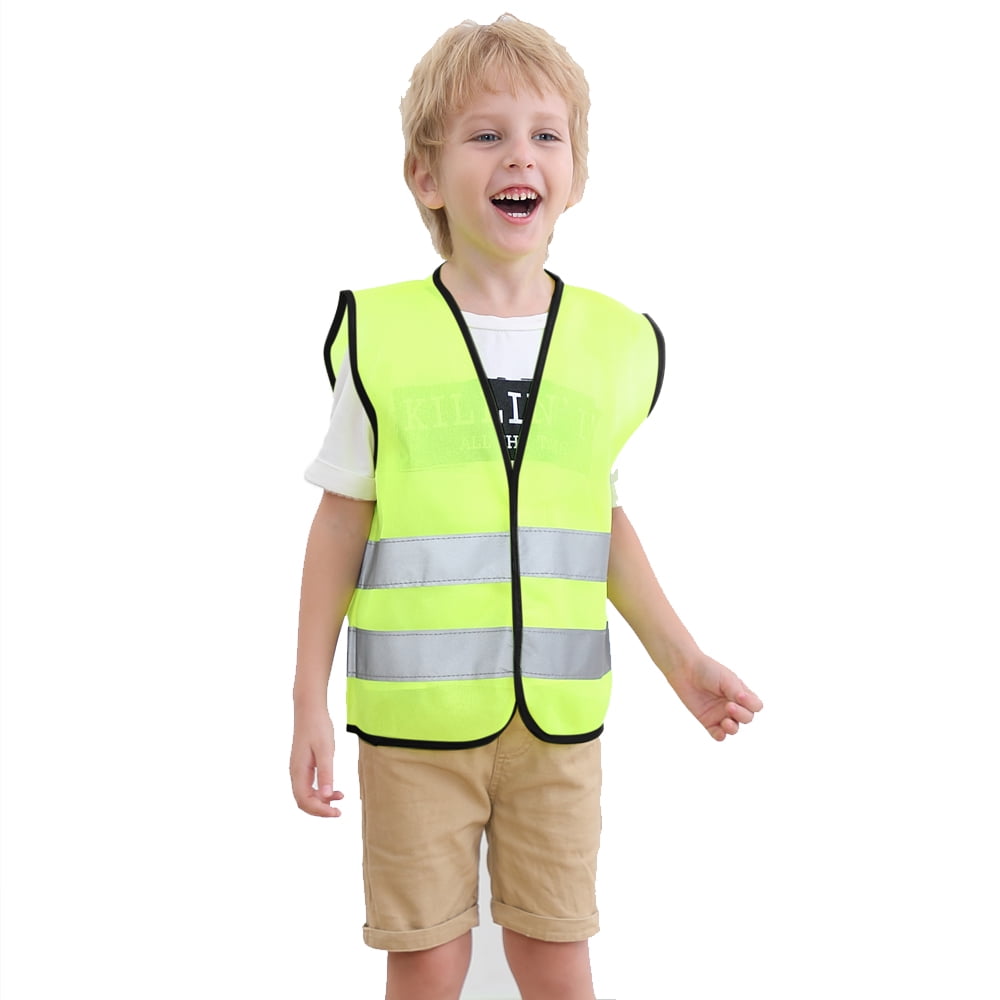 Toptie 10 Pack Child Safety Vest For Outdoors Sports, Traffic Vest Construction Worker Vest, Preschool Uniforms-NeonGreen