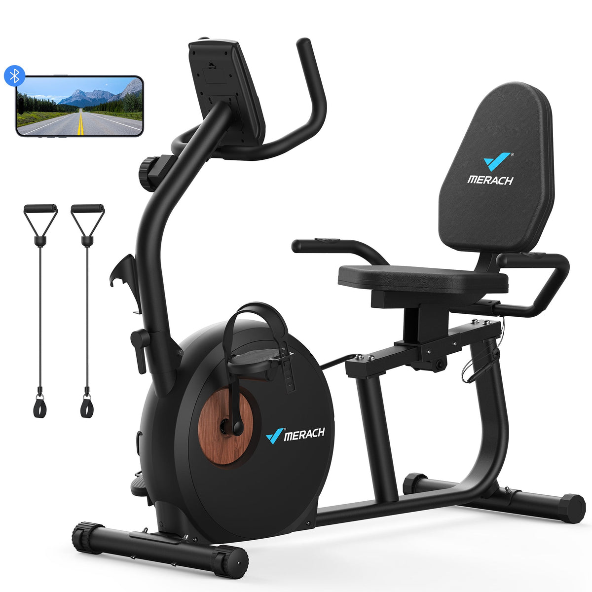 MERACH Exercise Bike, Recumbent Indoor Cycling Bicycle for Home with Smart Bluetooth and Exclusive App Connectivity, LCD, Heart Rate Handle