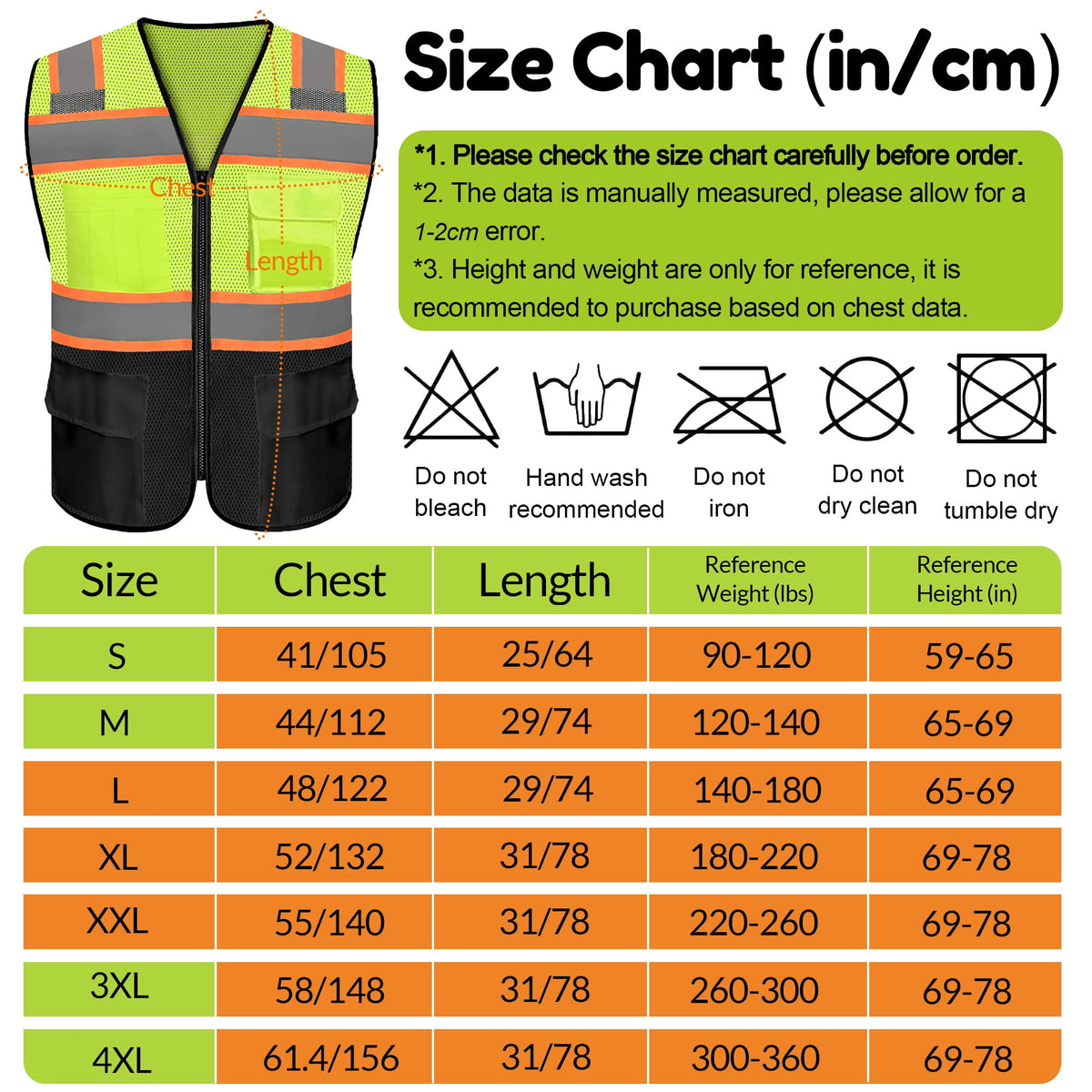Safety Vest with 9 Pockets & Zipper Reflective High Visibility Vest Class 8 Outdoor Workwear Meets ANSI/ISEA