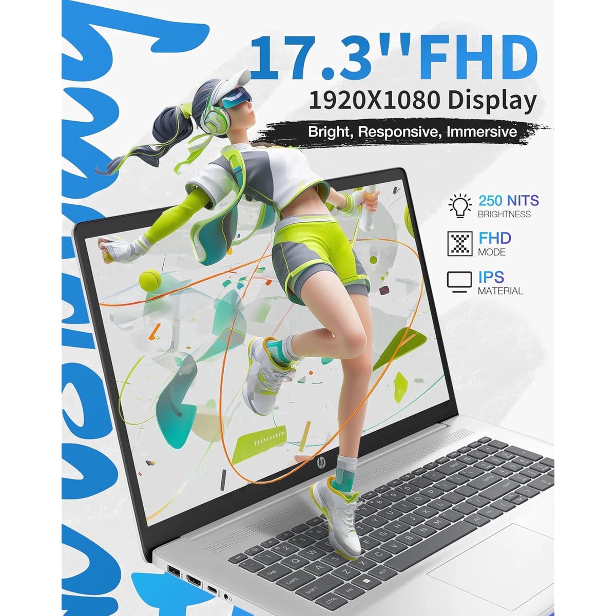 HP 17.3 inch FHD Business laptops, Powerful 6-core AMD Ryzen 5 7430U, Wi-Fi 6, Numeric Keyboard, Copilot AI, Windows 11 Pro(12GB RAM, 512GB SSD)