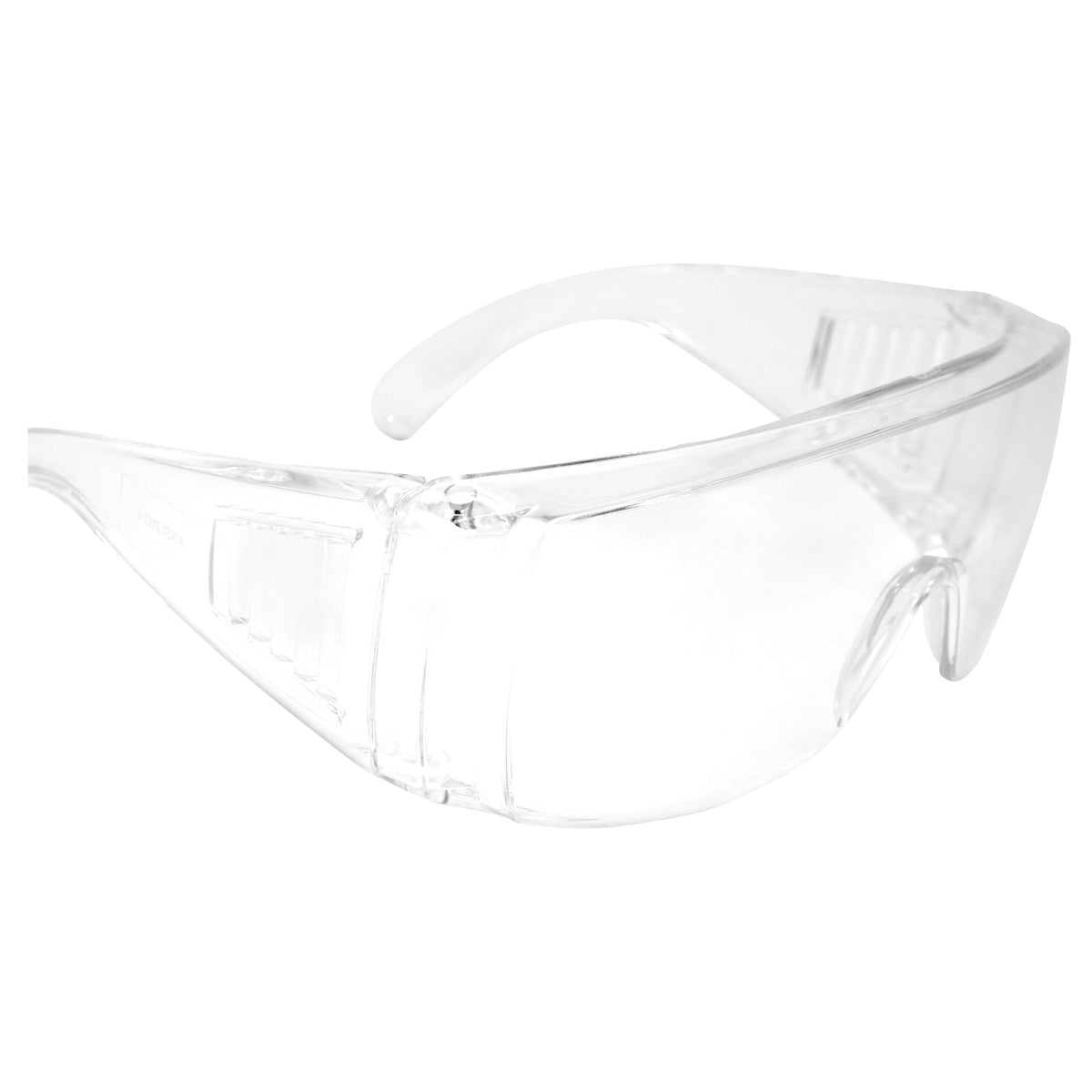 Global Vision Bulk 100 High Impact Safety Glasses, Goggles Fits Over The Glasses Clear Frame & Lens, Max UV Protection Side Shields, Anti-Glare Brow Guard