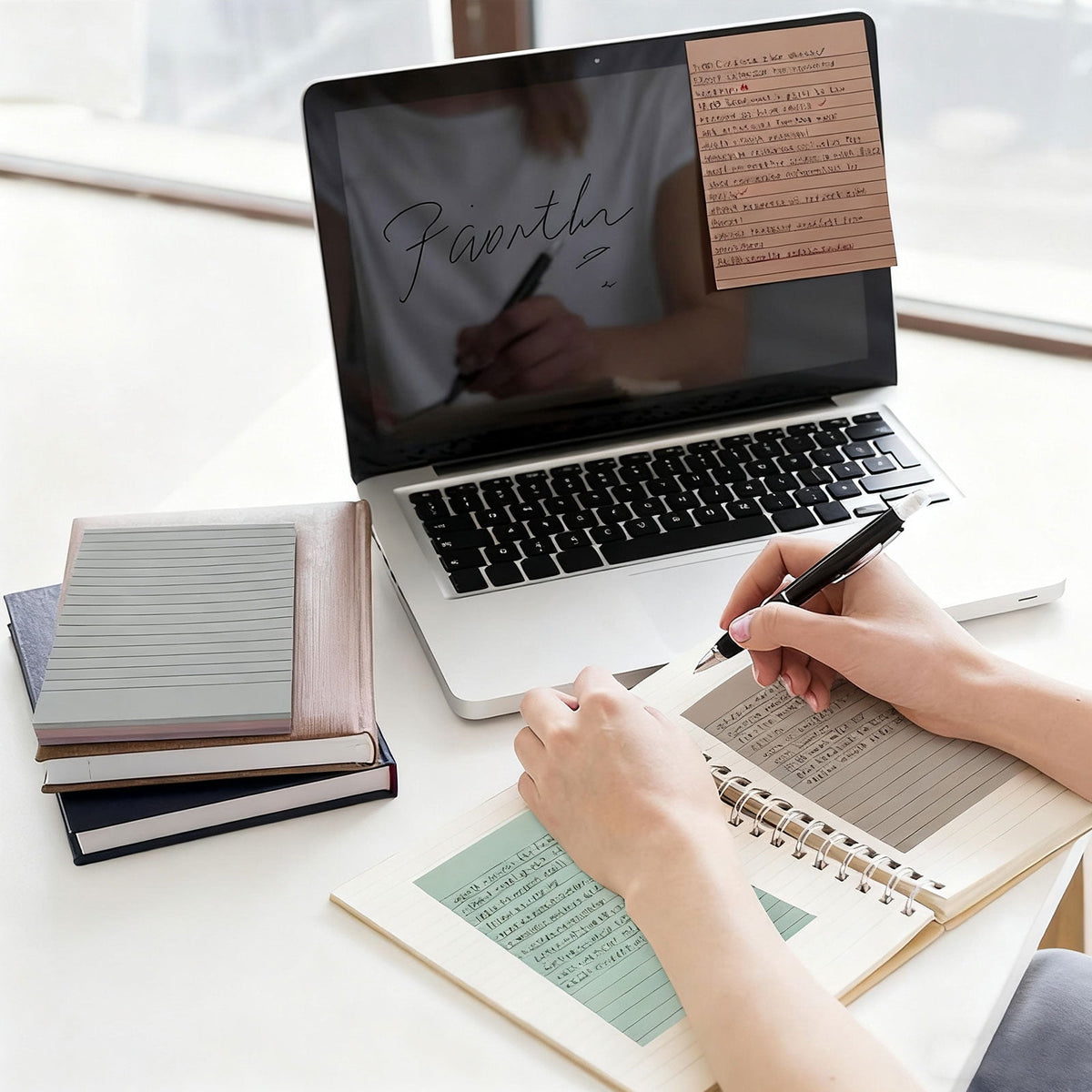 Tripumer 8 Pcs 45 Sheets Lined Self Sticky Notes Pad 4 x 6 Inch Adhesive Lined Paper for Writing Organizing Study