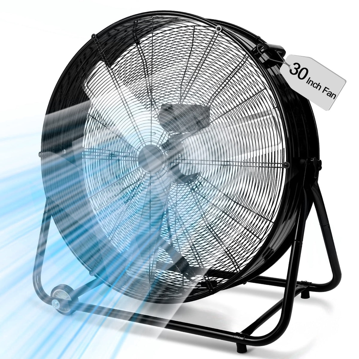 Industrial Fan 24" up to 8800 CFM, High Velocity Fan with 3 Speeds, Heavy Duty Blower Equipped Waterproof Cover, 360° Adjustment, Green