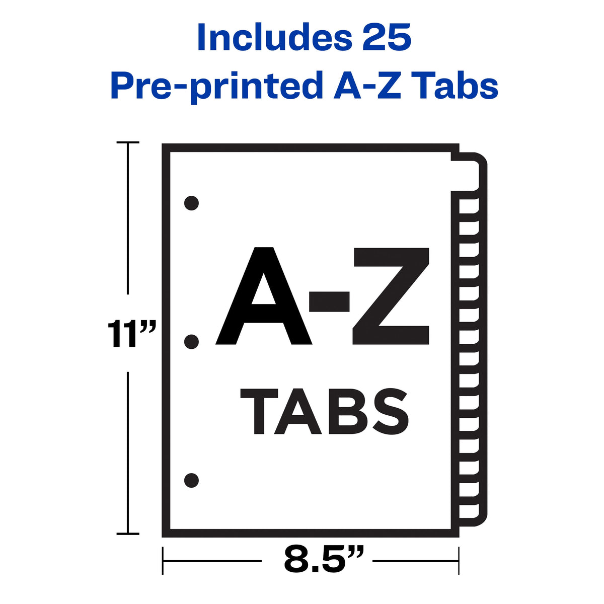 Avery® Laminated Preprinted Dividers, A-Z Tabs, 8 1/2" x 11", Set Of 25