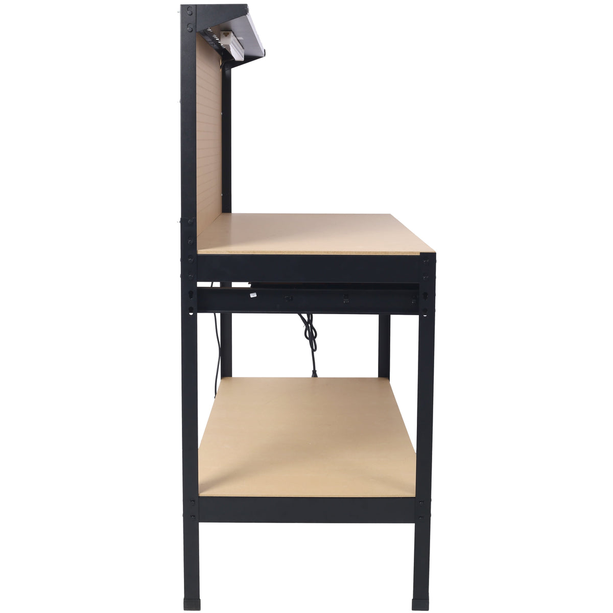 DUOSONG Steel Workbench Tool Storage Work Bench Workshop Tools Table W/Drawer And Peg Board ,4Xac Outlets 2Xusb Ports Black Steel Other